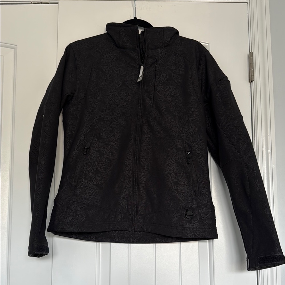 Black Ski Jacket with High Collar and Slim Fit